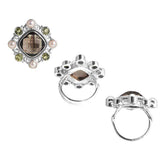 SR-7968-CO1-5" Sterling Silver Ring With Smokey Quartz, Pearl, Peridot Jewelry Bali Designs Inc